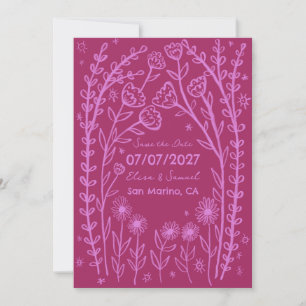 Wildflower Vines Wedding Save the Date CUSTOM QR