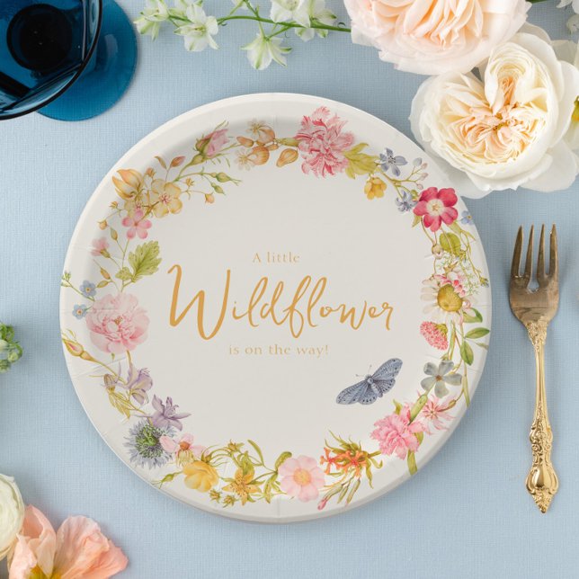 Wildflower Vintage Botanical Baby Shower Paper Plates (Creator Uploaded)