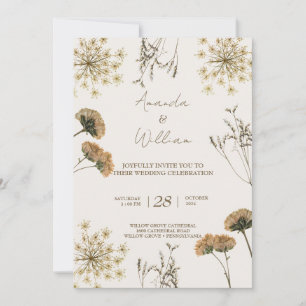 Wildflower vintage  Retro elegant chic Wedding Invitation