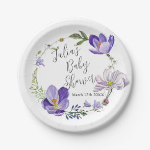 Wildflower Violet Baby Shower  Paper Plates