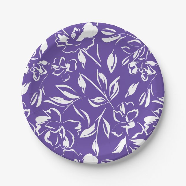 Wildflower Violet Baby Shower  Paper Plates (Front)