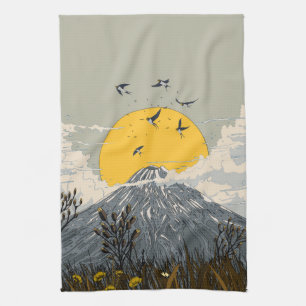 Wildflower Volcano Mountain Kitchen Towel