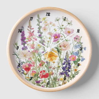 Wildflower Wall Clock, Flower Wall Clock