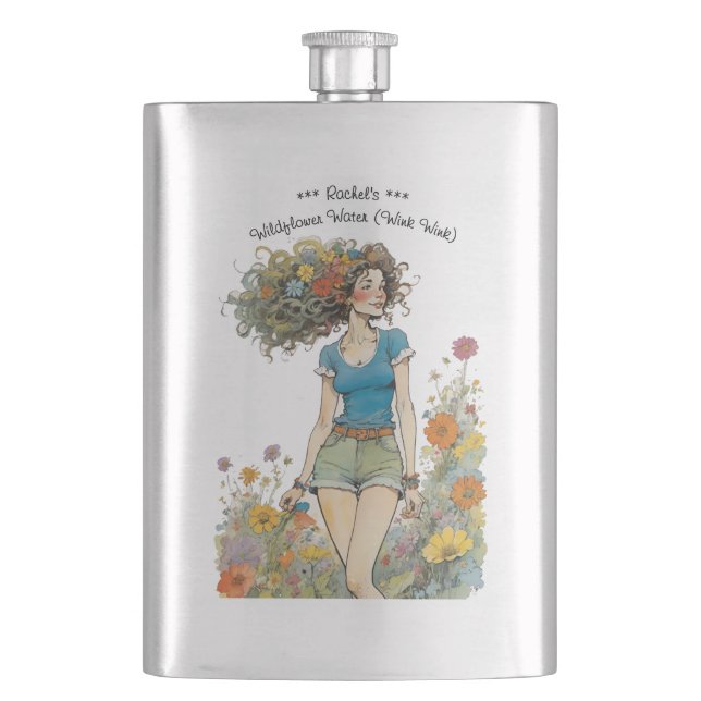 Wildflower Water Customizable Name Flask (Front)