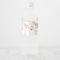 Colorful Wildflower, Beige Water Bottle Label