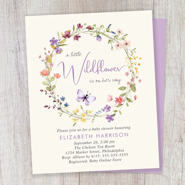 Wildflower Watercolor Baby Girl Shower Invitation Zazzle