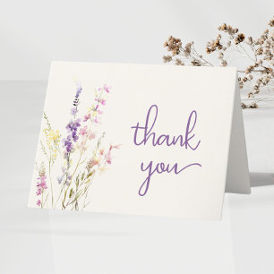 Wildflower Watercolor Baby Girl Shower Letterpress Thank You Card