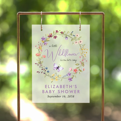 Wildflower Watercolor Baby Girl Shower Welcome Acrylic Sign