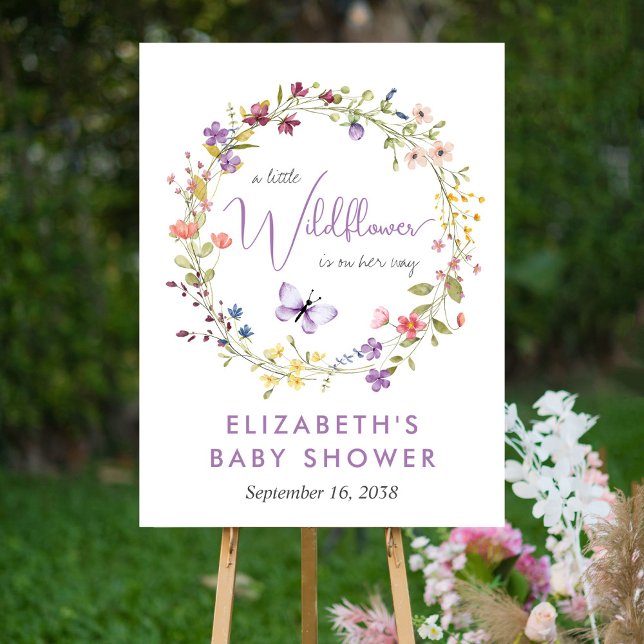 Wildflower Watercolor Baby Girl Shower Welcome Foam Board (Creator Uploaded)