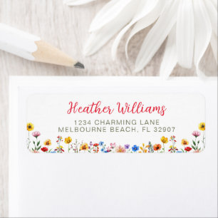 Wildflower Watercolor Baby in Bloom Return Address Label