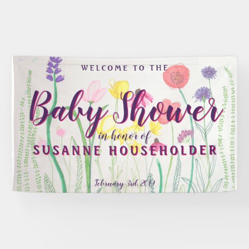 Wildflower Watercolor Baby Shower Banner