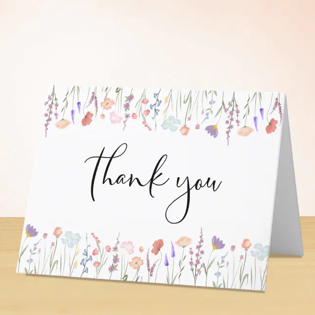 Wildflower Watercolor Baby Shower Thank You Card | Zazzle