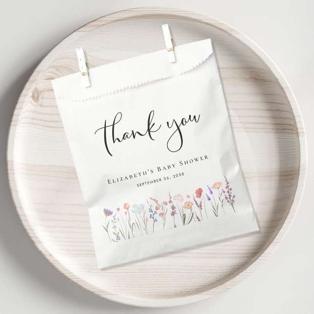 Wildflower Watercolor Baby Shower Thank You Favor Bag (Creator Uploaded)