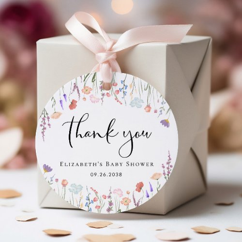 Wildflower Watercolor Baby Shower Thank You Favor Tags