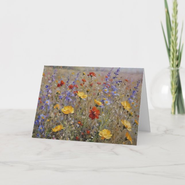 Wildflower Watercolor Blank Customizable Card (Front)
