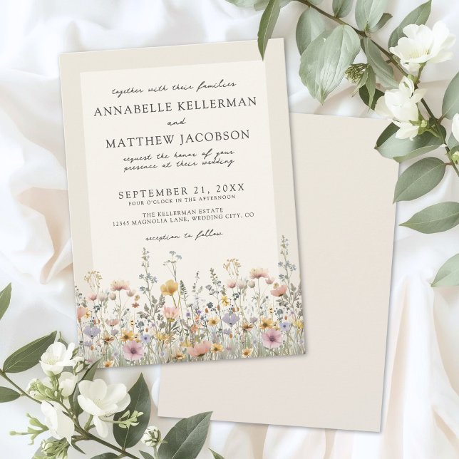 Wildflower Watercolor Boho Floral Wedding Invitation (Wildflower Watercolor Boho Floral Wedding Invitation )