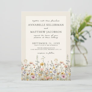 Wildflower Watercolor Boho Floral Wedding Invitation