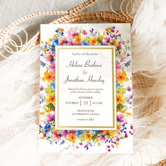 Wildflower Watercolor Boho Rustic Elegant Wedding Invitation (Wildflower Watercolor Boho Rustic Elegant Wedding Invitation)