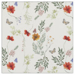 Wildflower watercolor boho vintage floral pattern  fabric