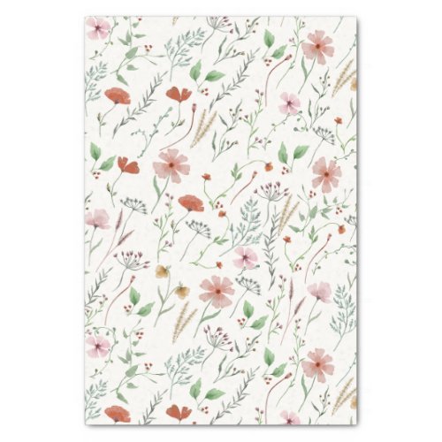 Wildflower watercolor boho vintage floral pattern tissue paper