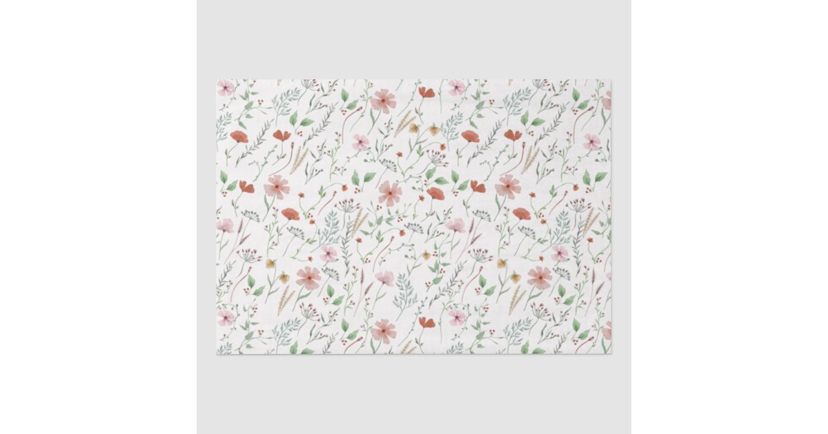 Wildflower watercolor boho vintage floral pattern tissue paper | Zazzle
