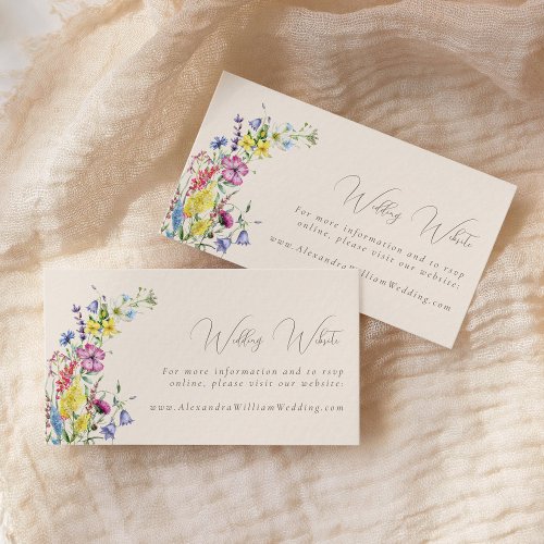 Wildflower Watercolor Boho Wedding Website Enclosure Card