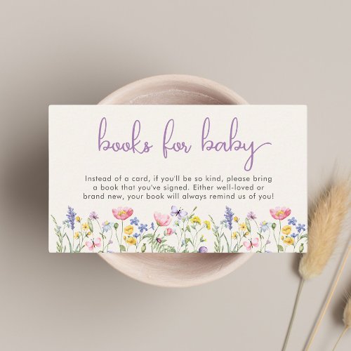 Wildflower Watercolor Books For Baby Girl Shower Enclosure Card