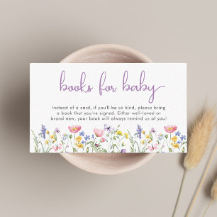 Wildflower Watercolor Books For Baby Girl Shower Enclosure Card