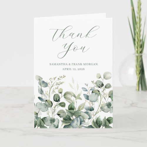 Wildflower Watercolor Border Wedding Photo Thank You Card