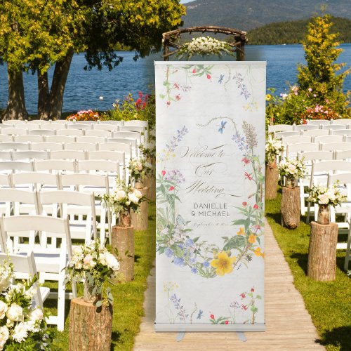Wildflower Watercolor  Botanical Floral Decoupage Retractable Banner