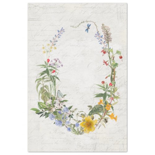 Wildflower Watercolor  Botanical Floral Decoupage Tissue Paper