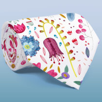 Wildflower Watercolor Botanical Floral Neck Tie