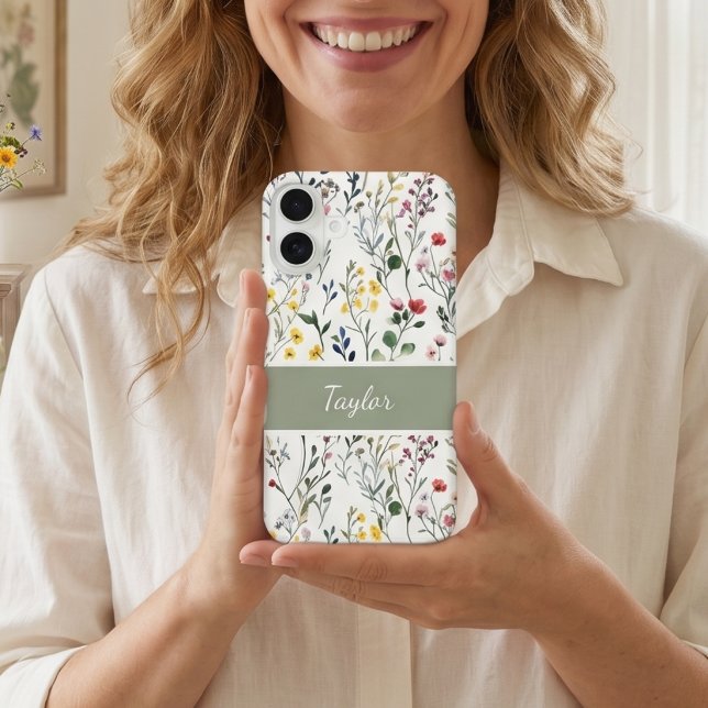Wildflower Watercolor Botanical Name  iPhone Case (Creator Uploaded)