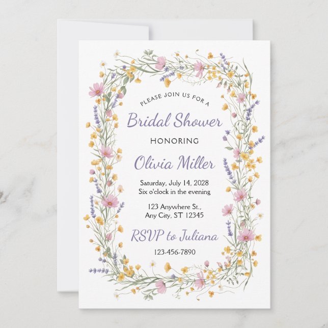 Wildflower Watercolor Bridal Shower Invite (Front)
