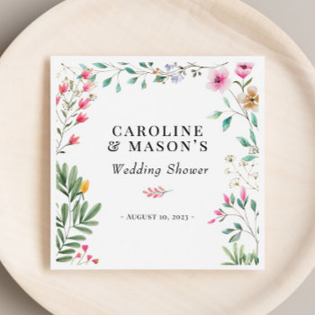 Wildflower Watercolor Bridal Shower Napkins by BohemianWoods at Zazzle
