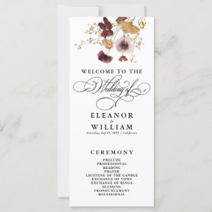 Wildflower Watercolor Calligraphy Wedding program