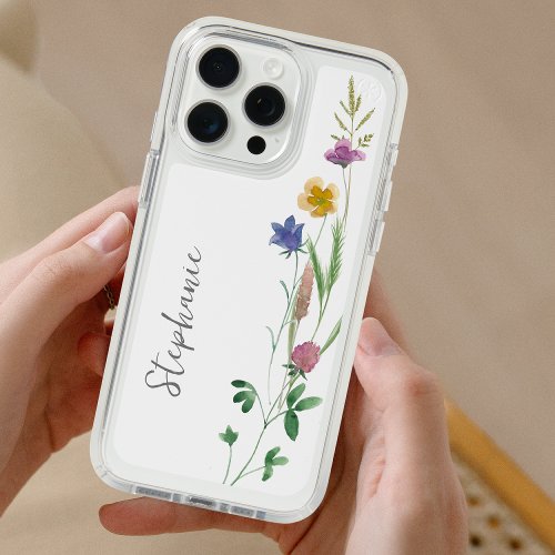 Wildflower Watercolor Custom Name iPhone 15 Pro Max Case