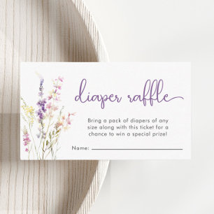 Wildflower Watercolor Diaper Raffle Baby Shower Enclosure Card