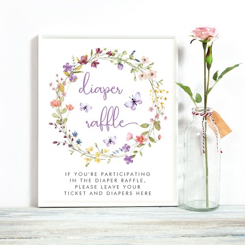 Wildflower Watercolor Diaper Raffle Baby Shower Poster