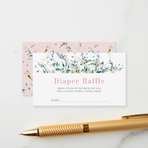 Wildflower Watercolor Diaper Raffle Ticket Enclosure Card