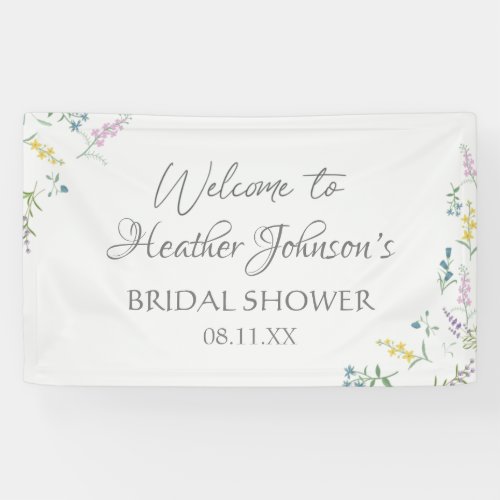 Wildflower Watercolor Elegant Floral Bridal Shower Banner