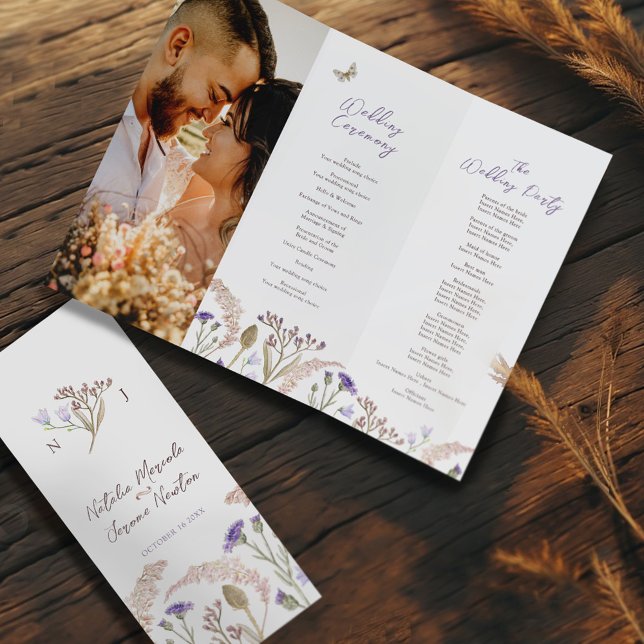 Wildflower watercolor fall wedding program brochure (Creator Uploaded)