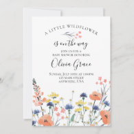 Wildflower watercolor floral baby shower invitatio invitation