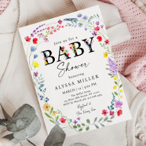 Wildflower Watercolor Floral Baby Shower Invitation