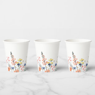 Wildflower watercolor floral baby shower paper cup