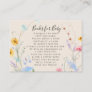 Wildflower Watercolor Floral Bee Books Baby Shower Enclosure Card