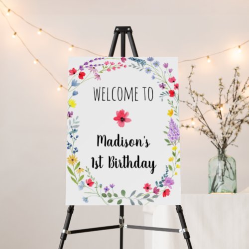 Wildflower Watercolor Floral Birthday Welcome Foam Board