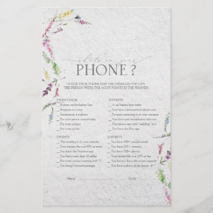 Wildflower Watercolor Floral Bridal Shower Game