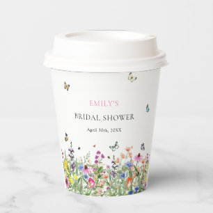 Wildflower Watercolor Floral Bridal Shower Paper Cups