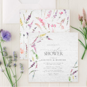 Wildflower Watercolor Floral Couples Shower Invitation
